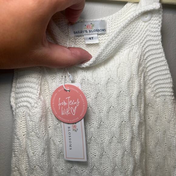 Bailey's Blossoms Toddler Girl One Piece Knit Sleeveless Romper White Size 4T - Picture 4 of 5